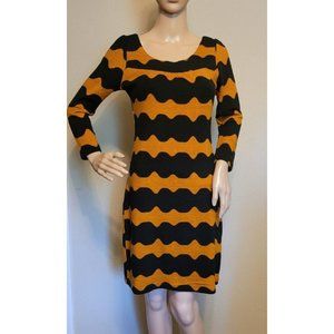 Black and Rust Wavy Stripe Stretch Poly Blend Dress Womans Sz S PAMELA JAMES
